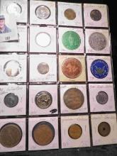 20-Pocket Plastic Page full of Medals and Tokens. All ready for the Coin show.