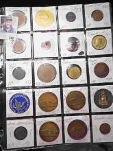 20-Pocket Plastic Page full of Medals, Tokens, and etc. All ready for the Coin show.