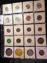 20-Pocket Plastic Page with (20) Tokens, medals, and etc. All ready for the Coin show.