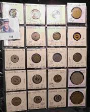 20-Pocket Plastic Page with (18) different Pennsylvania Transportation Tokens, McCormick Reaper Meda