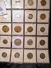20-Pocket Plastic Page with (19) different Pennsylvania Transportation Tokens, & 1982 Ten Pence depi