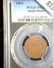 1864 U.S. Two Cent Piece, PCGS slabbed VG10 Small Motto, nice Civil War Date.