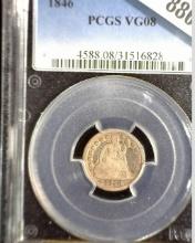 1846 U.S. Seated Liberty Half Dime, PCGS VG08.