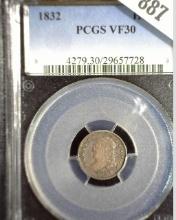 1832 Capped Bust Half Dime, PCGS VF30.
