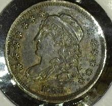 1835 Capped Bust Half Dime, EF. Original toning.