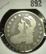 1814 Capped Bust Half Dollar, VG-F.