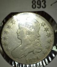 1824/1 Capped Bust Half Dollar, Fine.