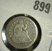 1840 with drapery U.S. Seated Liberty Dime, VG. 377,500 mtg.