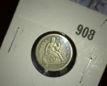 1854 New Orleans Mint U.S. Seated Liberty Dime, Fine.