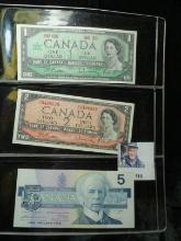 1867 1967 Centennial of Canadian Confederation Bank of Canada Dollar; 1954 Bank of Canada $2; & 1986