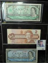 1867 1967 Centennial of Canadian Confederation Dollar; 1986 Bank of Canada $2; & 1954 Bank of Canada