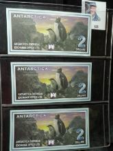 (3) November 28, 1999  Antarctica Two Dollar Notes. All CU.