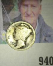 1916 D Key Date Mercury Dime, G/AG.