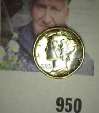 1927 P Mercury Dime, Gem Brilliant Uncirculated. FSB with fantastic toning.