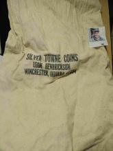 Large Canvas Money Bag "Silver Towne Coins/Leon Hendrickson/Winchester, Indiana/47394". Leon was a w