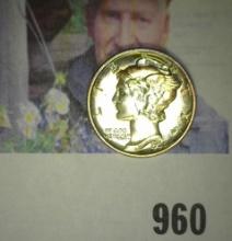 1935 P Mercury Dime, Gem BU with gorgeous toning.