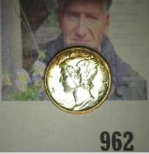 1935 S Mercury Dime, Gem BU with gorgeous toning.