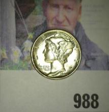 1944 D Mercury Dime, Brilliant Uncirculated. FSB.