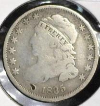 1835 U.S. Capped Bust Dime, F/AG. Obverse dig.