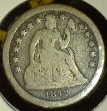 1842 O U.S. Seated Liberty Dime, Good+.
