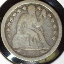 1853 O Arrows at Date, Star obverse U.S. Seated Liberty Dime, VG.