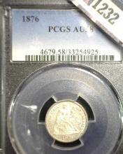 1876 P U.S. Seated Liberty Dime, slabbed PCGS AU58.