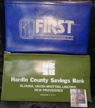 Pair of Zipper Bank Bags :"First National Bank and Trust of Enid (Oklahoma)" & "Hardin County Saving