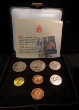 1975 Double Cent Canada Specimen set of Gem Uncirculated Coins. Cents to Dollar in original felt-lin