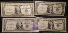 (4) High grade Series 1935 E $1 Silver Certificates in plastIc sleeves.