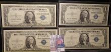 (4) High grade Series 1935 E $1 Silver Certificates in plastIc sleeves.
