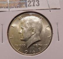 1967 Gem BU Silver Kennedy Half Dollar.