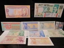 (10) Crisp Uncirculated Foreign Bank Notes. (4) Trans Nistria, (1) Turkmenistan, (4) Ukraine, & (1)