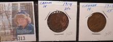 1914 VF+ & 1917 EF Canada Large Cents.