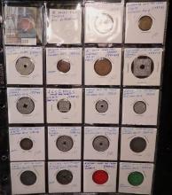 (18) Sales Tax Tokens in a plastic page. All different.