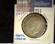 1943 (m) Australia Silver Florin, EF. KM40. Sterling Silver. .3363 oz. ASW.