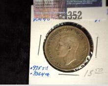 1944 (m) Australia Silver Florin, VF. KM40. Sterling Silver. .3363 oz. ASW.