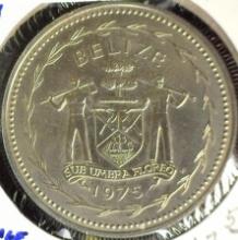 1975 Belize One Dollar, Gem Matte BU, KM43, Mintage 1,182.