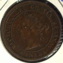 1876 H Closed D variety Canada Large Cent, VF.