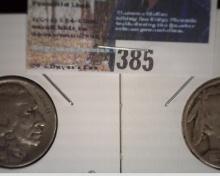1921 P VG & 1925 D Fine Buffalo Nickels.