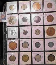 20-Pocket Plastic Page containing tokens and medals including an 1861-65 George Washington President