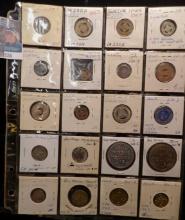 Twenty-pocket Plastic Page containing (20) different Iowa Tokens.