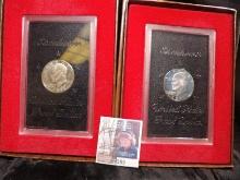 (2) 1971 S Silver Proof Eisenhower Dollars in original brown boxes.