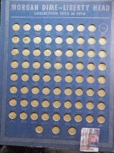 1938 Whitman Publishing Co. Coin Board "Morgan Dime-Liberty Head Collection 1892 to 1916".
