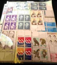 (27) U.S. Mint U.S. Plate Blocks of Stamps in three sheets.