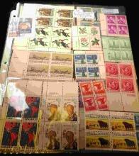 (27) U.S. Mint U.S. Plate Blocks of Stamps in three sheets.