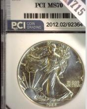 1988 American Eagle One Ounce .999 Fine Silver Dollar slabbed PCI MS70