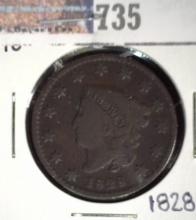 1828  N-10 Small Date Large Cent, VG.