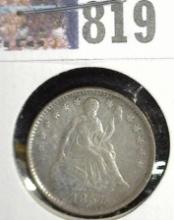 1857 Seated Liberty Half Dime, VF. Nice.