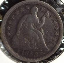 1853 Seated Liberty Half Dime, VF.