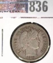 1911-D U.S. Barber Dime, VF.